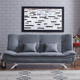 190cm Wide Grey 3 Seater Sofa Linen Convertible Sofa Bed with 2 Pillows Sofa Beds Living and Home 