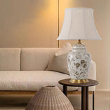 Lightsin Chrysanthemum Ceramic and Copper Table Lamp with Fabric Shade Lightsin UK 