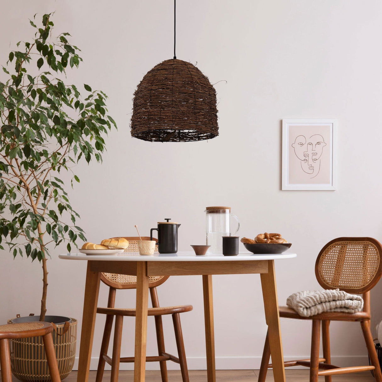 Lightsin Rustic Woven Rattan Dome Pendant Light for Cozy Interiors Lightsin UK 