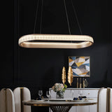 Lightsin Elegant Champagne Gold Oval Pendant Light with Crystal Accents Lightsin UK 