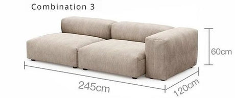 Cottonfy Corduroy Modular Wide Seat Chaise Sofa Block Living and Home Combo 