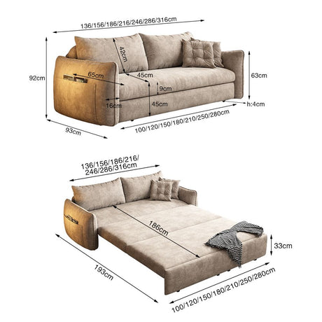 Upgrade Adjustable Multifunctional 3 Seater Sofa Bed with Storage Space Living and Home 