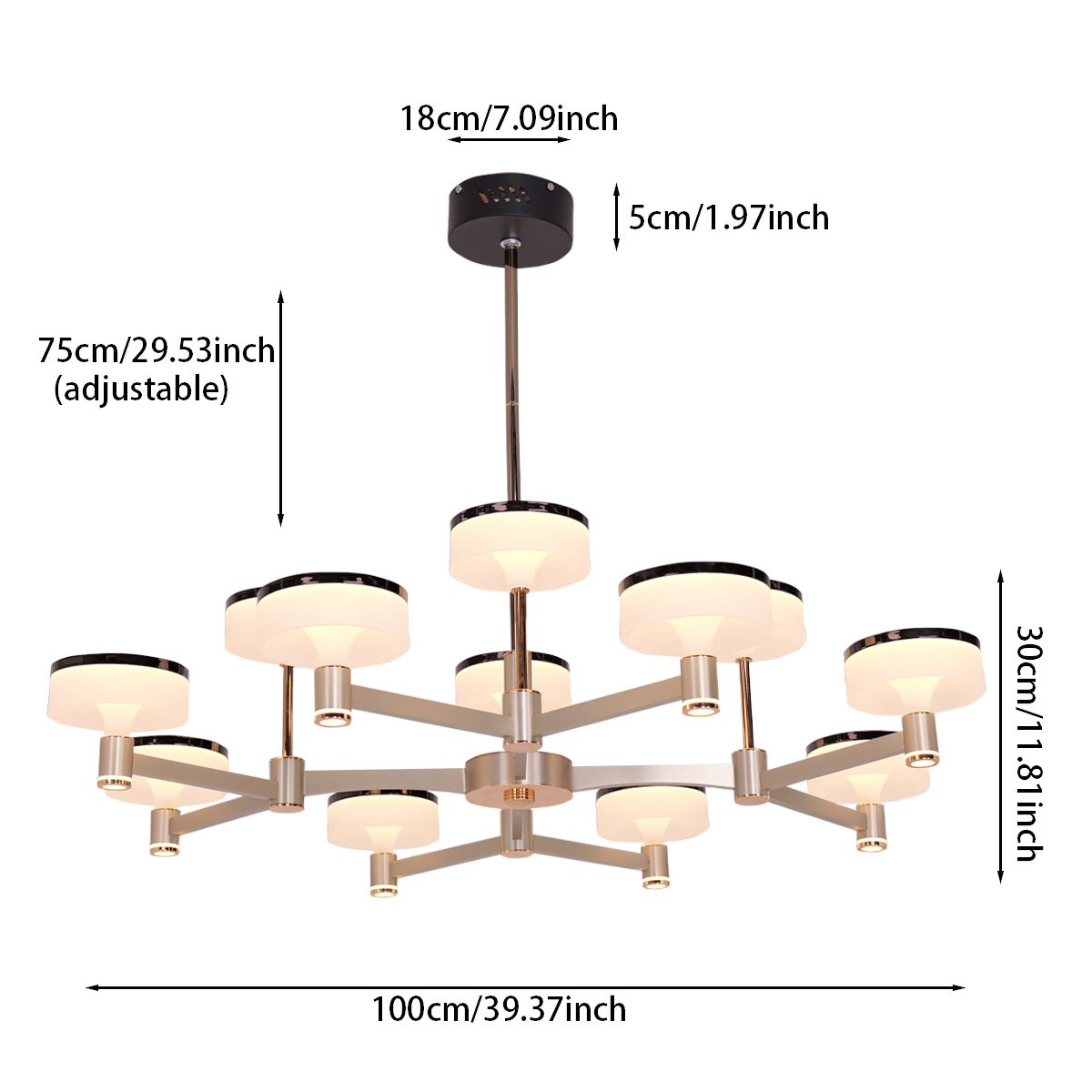 Lightsin Aluminum Acrylic Chandelier with Three-Color Changing Lightsin UK 