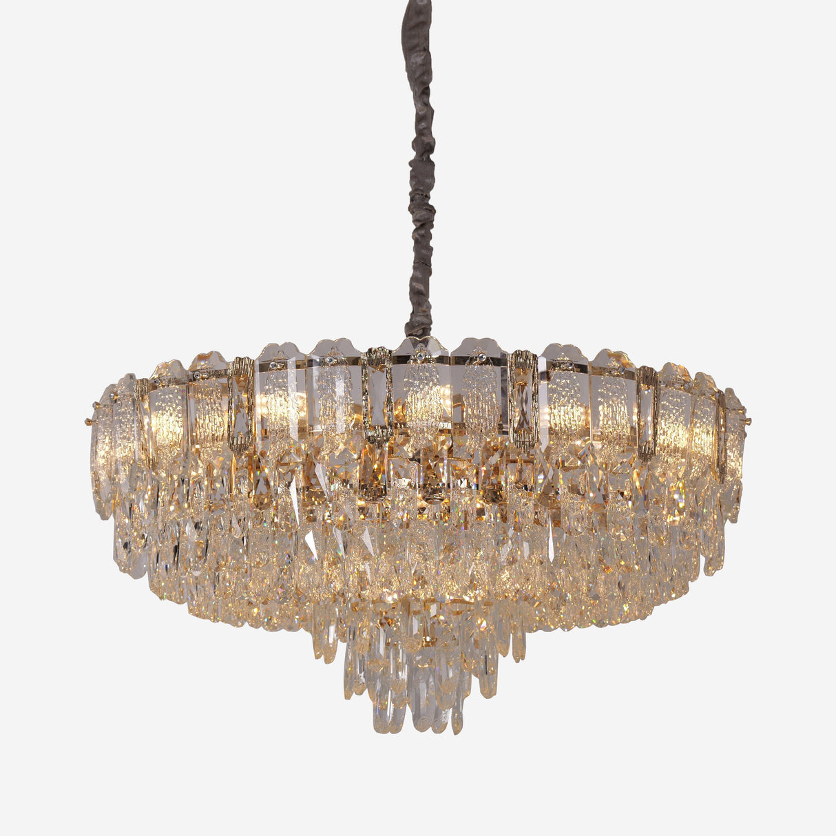 Lightsin Elegant Crystal-Accented Champagne Gold Crystal Chandelier Pendant Light Lightsin UK 