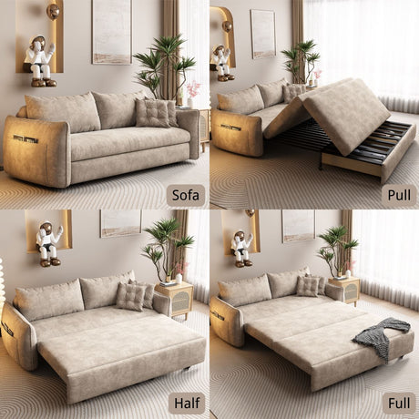 Upgrade Adjustable Multifunctional 3 Seater Sofa Bed with Storage Space Living and Home 