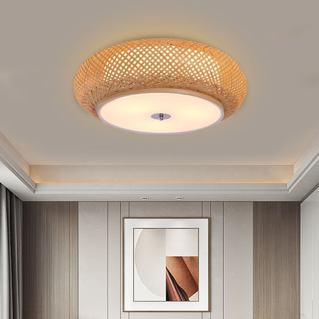 Lightsin Zen Bamboo Weave Ceiling Light with Antique Charm Lightsin UK Diameter 75CM 