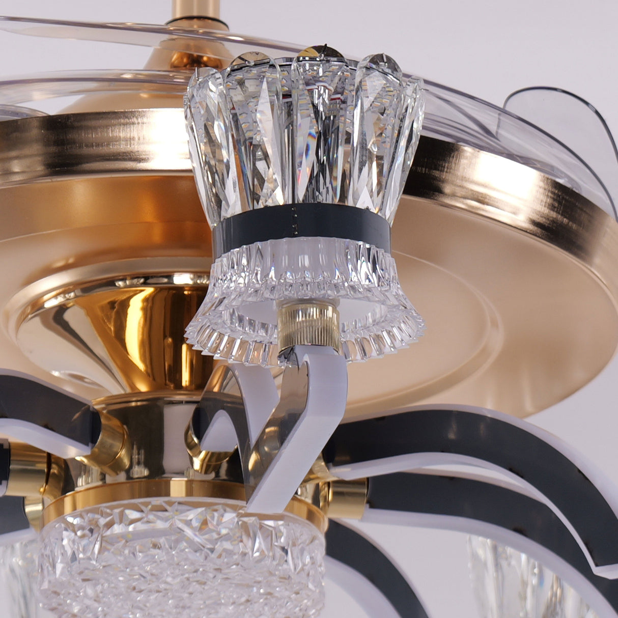 Lightsin Ceiling Fan Light with Gold Copper and Crystal 78cm Elegant Fan Light Lightsin UK 