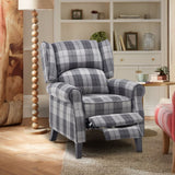 Tartan Upholstered Recliner Chair with Comfortable and Relaxing Footrest Recliners-AWIN Living and Home 