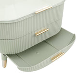 Mint Green Portable Dustproof Makeup Organizer with Handle and Drawers Living and Home 