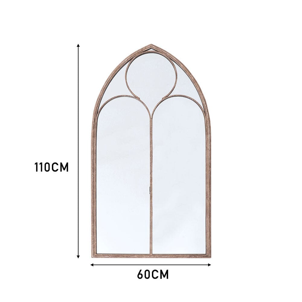 Distressed Gold Arched Window Wall Mirror with Iron Frame Wall Mirrors Living and Home 