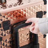 3 in 1 Rose Gold/Black Portable Cosmetic Travel Case with Wheels Makeup Organizers Living and Home 