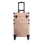 3 in 1 Rose Gold/Black Portable Cosmetic Travel Case with Wheels Makeup Organizers Living and Home 