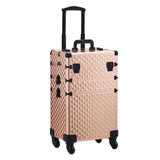 3 in 1 Rose Gold/Black Portable Cosmetic Travel Case with Wheels Makeup Organizers Living and Home 