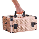 3 in 1 Rose Gold/Black Portable Cosmetic Travel Case with Wheels Makeup Organizers Living and Home 