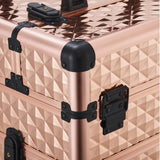 3 in 1 Rose Gold/Black Portable Cosmetic Travel Case with Wheels Makeup Organizers Living and Home 