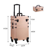 3 in 1 Rose Gold/Black Portable Cosmetic Travel Case with Wheels Makeup Organizers Living and Home 