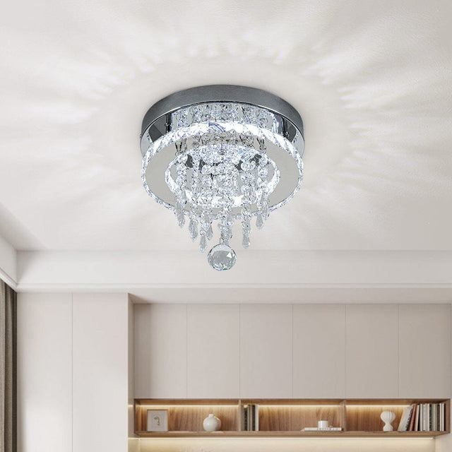 Modern Round Crystal Ceiling Light with Droplets Living and Home 