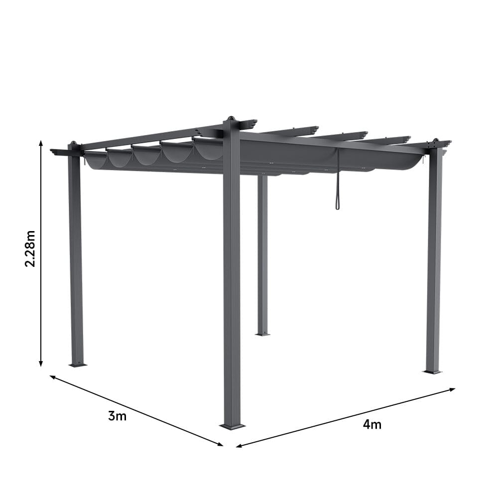 300CM Elegant Aluminum Patio Pergola with Sun-Shade Canopy Living and Home 