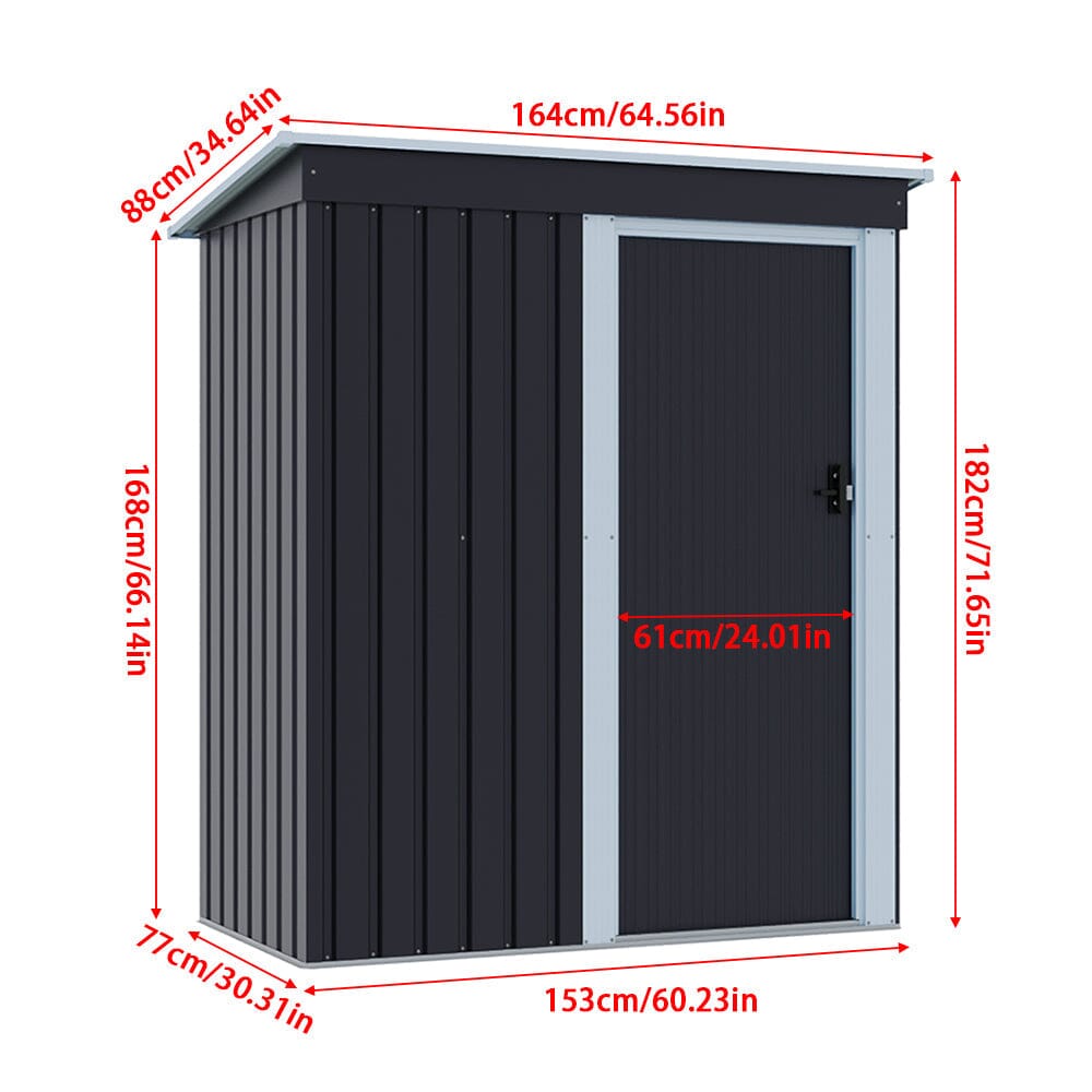 5 x 3 FT Outdoor Metal Storage Shed with Lockable Door for Garden (Ver. 2) Living and Home 