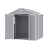 8x6ft Outdoor Apex Roof Plastic Tool Shed with Dual-door (Ver.2) Living and Home 