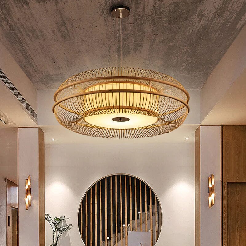 Lightsin Drum-Shaped Hanging LED Bamboo Pendant Light Lightsin UK 