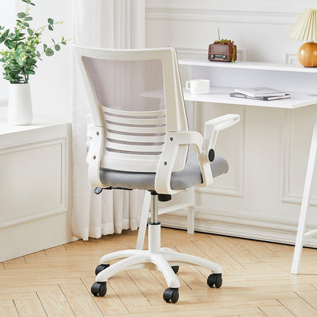 Mesh Back Ergonomic Office Chair with Folding Armrests Home Office Chairs Living and Home 