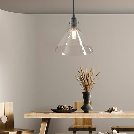 Matte Black 1-Light Pendant with Clear Glass Lampshade Pendant Lights Living and Home 