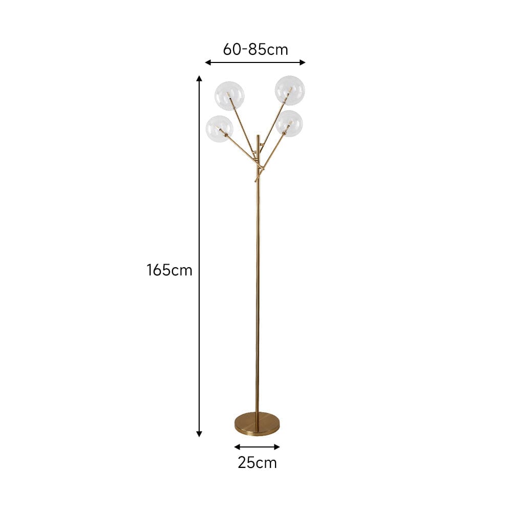 155cm H Gold Foot Switch 4 Light Tree Floor Lamp Floor Lamps Living and Home 