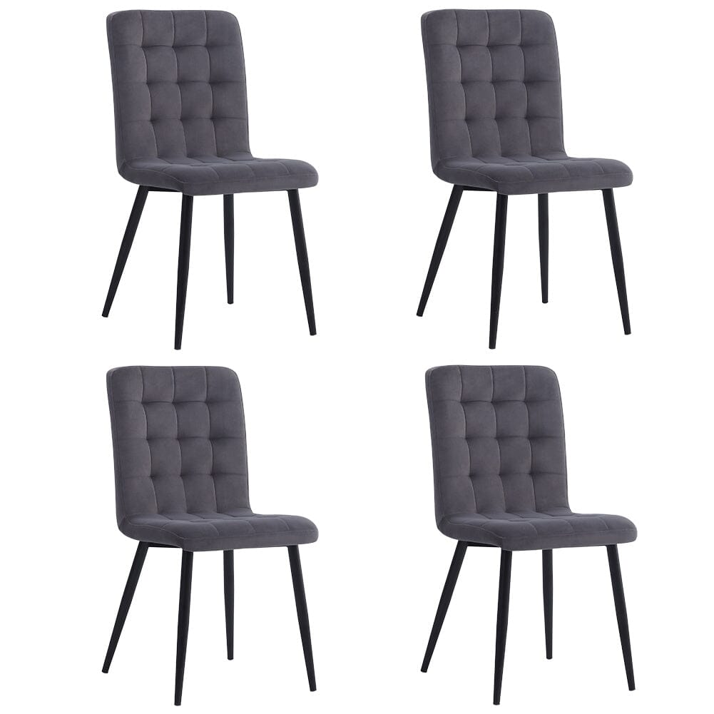 44 cm Height Set of 4 Tufted Modern Armless Dining Chairs with Metal Legs Dining Chairs Living and Home 