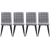 44 cm Height Set of 4 Tufted Modern Armless Dining Chairs with Metal Legs Dining Chairs Living and Home 