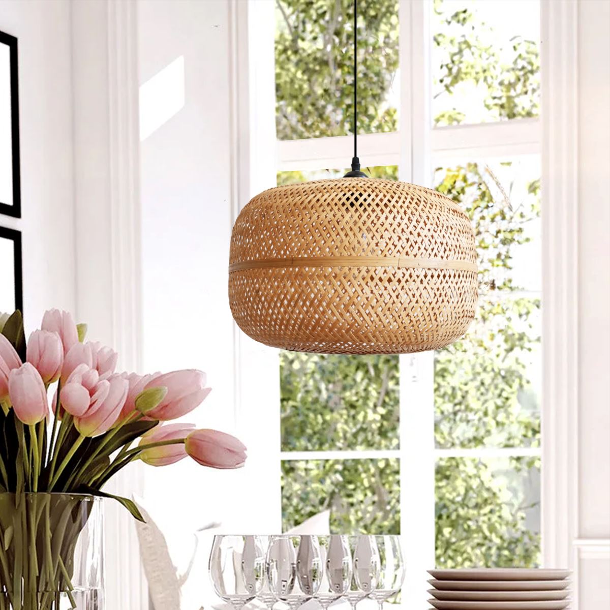 Lightsin Natural Bamboo Woven Pendant Light for Warm Ambient Spaces Lightsin UK 