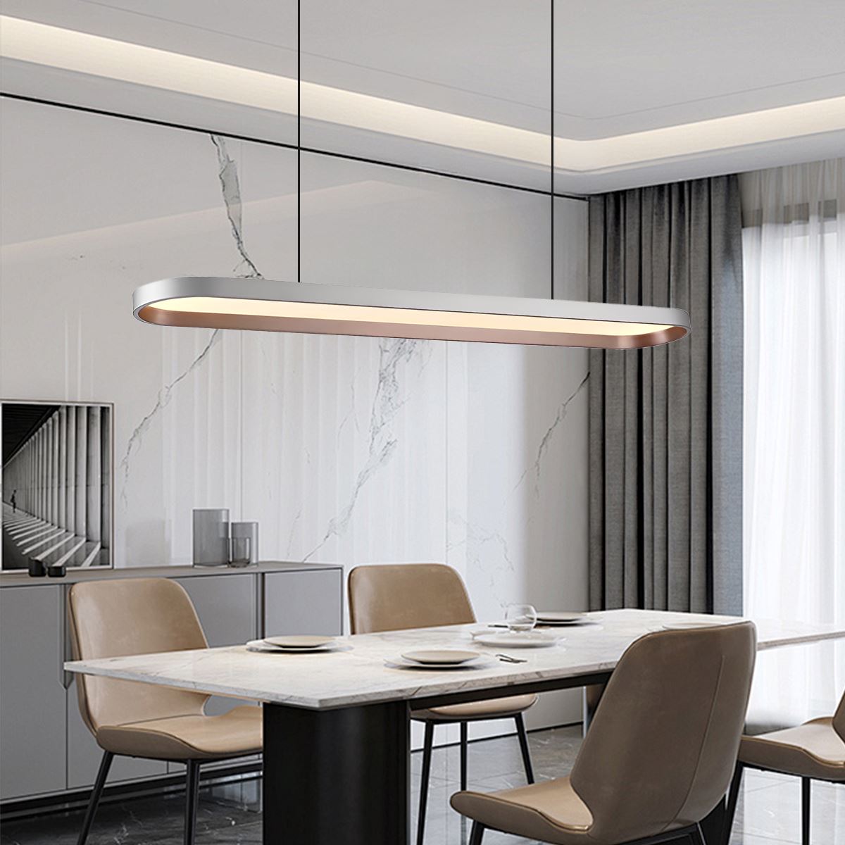 Lightsin Contemporary Gray-Brown Elliptical Dimmable Pendant Light Lightsin UK 