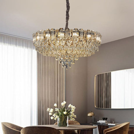 Lightsin Elegant Crystal-Accented Champagne Gold Pendant Light Lightsin UK 