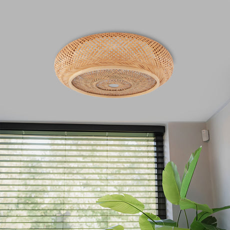 Lightsin Handcrafted Zen Bamboo Weave LED Ceiling Light Lightsin UK Diameter 80cm 