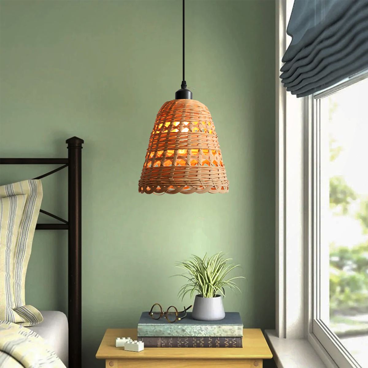 Lightsin Modern Bamboo Handwoven Warm Glow Pendant Light Lightsin UK 