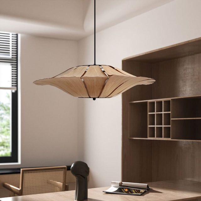 Lightsin Serene Wood Veneer LED Pendant Light with Tranquil Disc Design Lightsin UK 