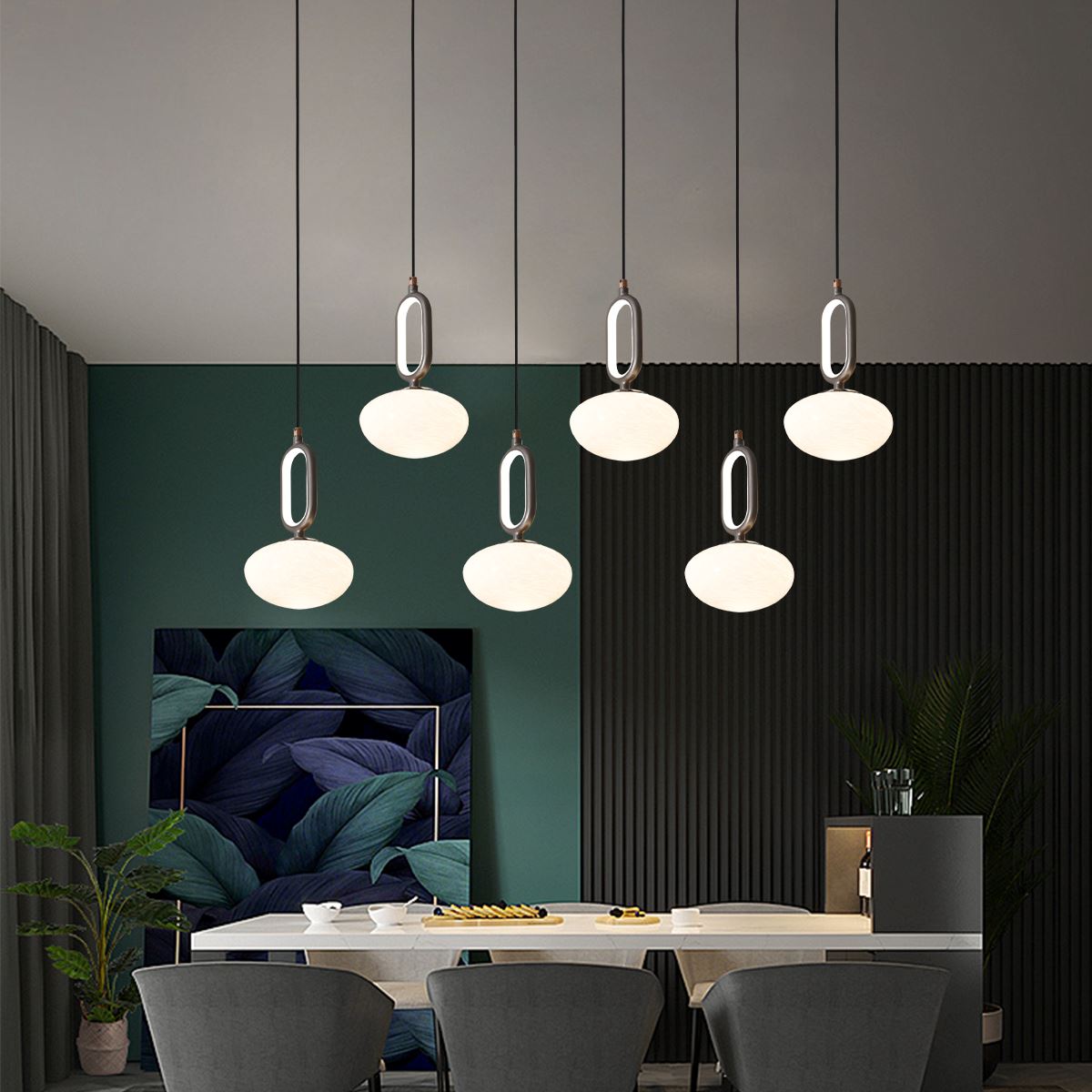 Lightsin Cloud Glass Pendant Light with Tri-Colour LED and Metal Frame Lightsin UK 