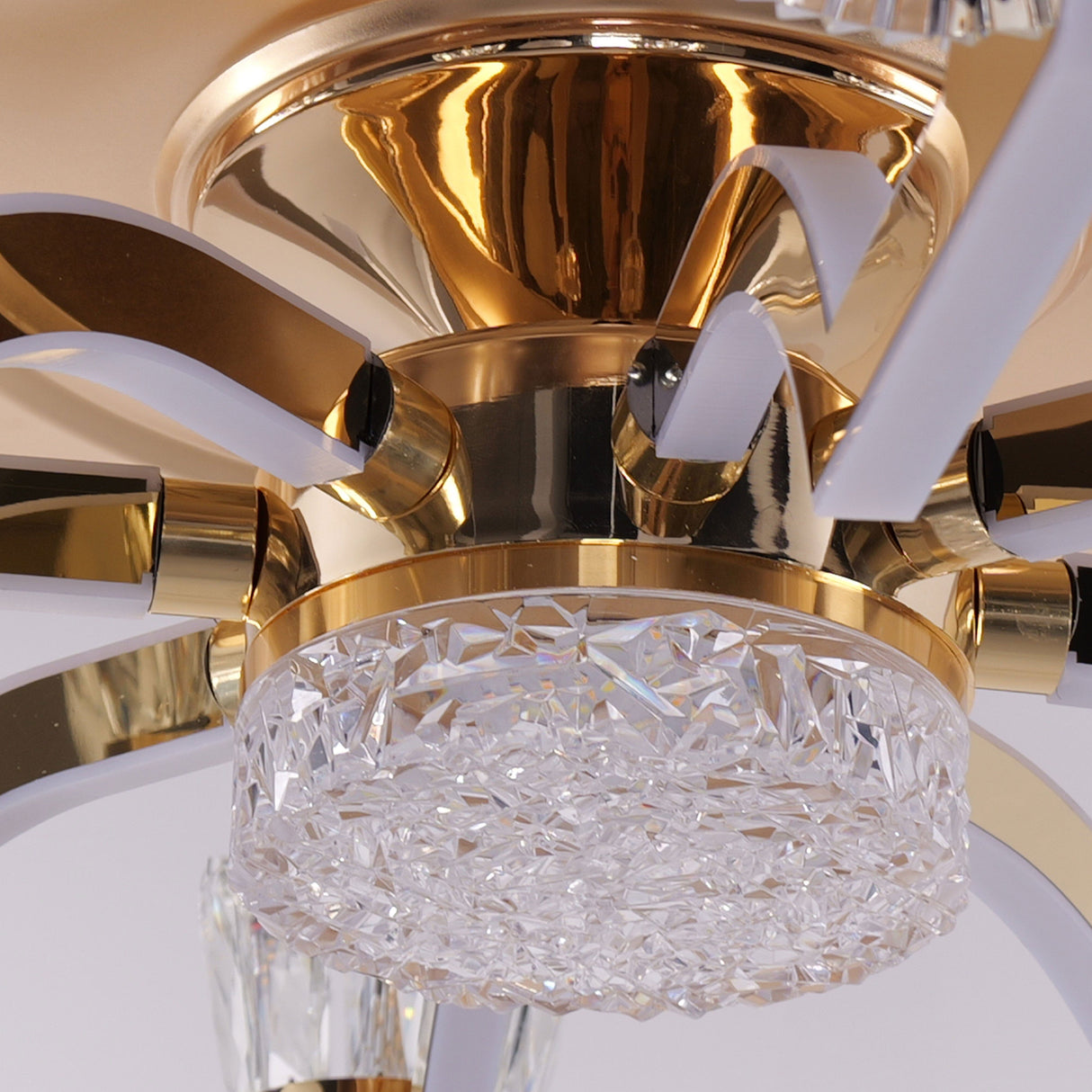 Lightsin Ceiling Fan Light with Gold Copper and Crystal 78cm Elegant Fan Light Lightsin UK 