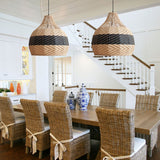 Lightsin Elegant Dual-Tone Handwoven Natural Rattan Pendant Light Lightsin UK 