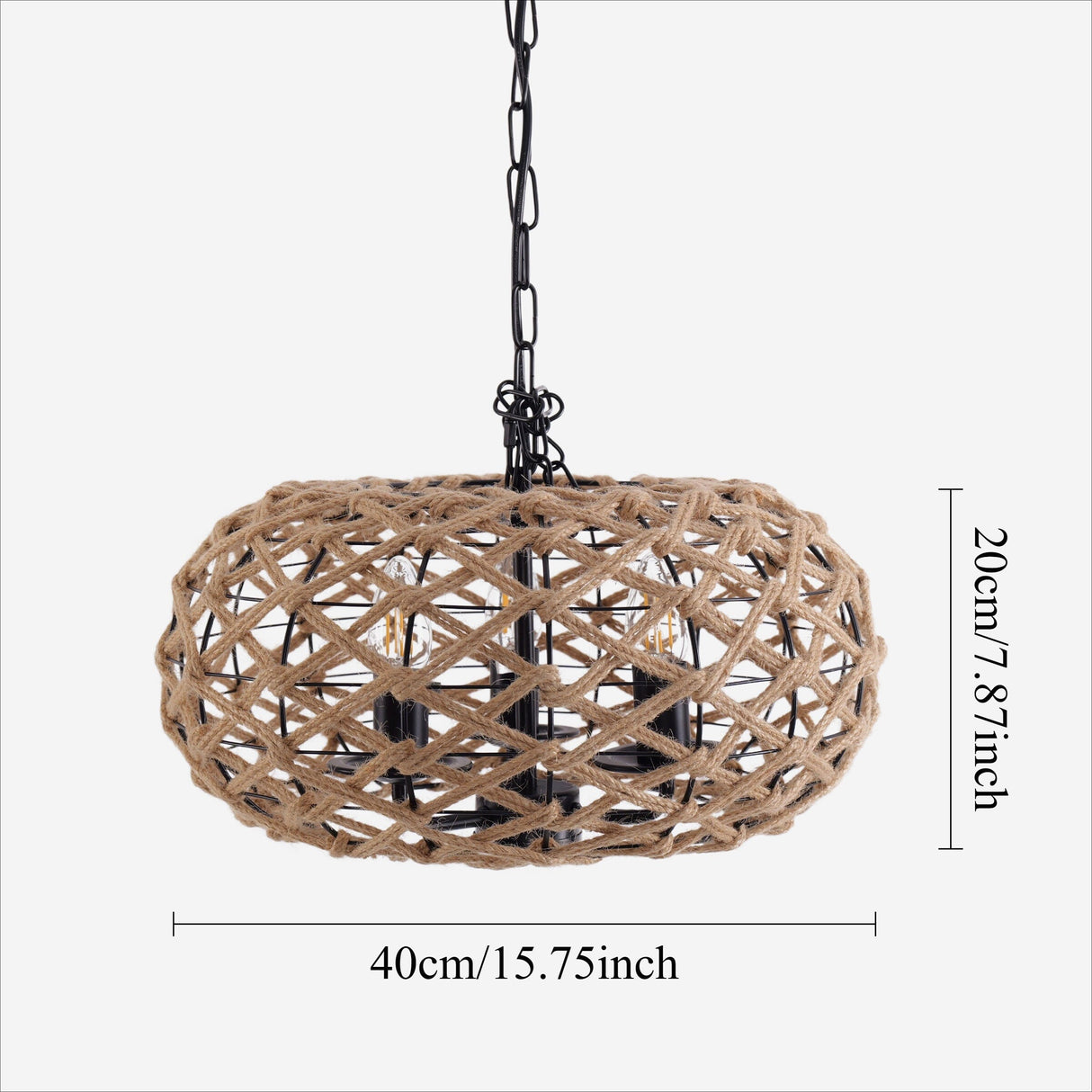 Lightsin Rustic Hemp Rope and Iron Globe Pendant Light for Living Spaces Lightsin UK 