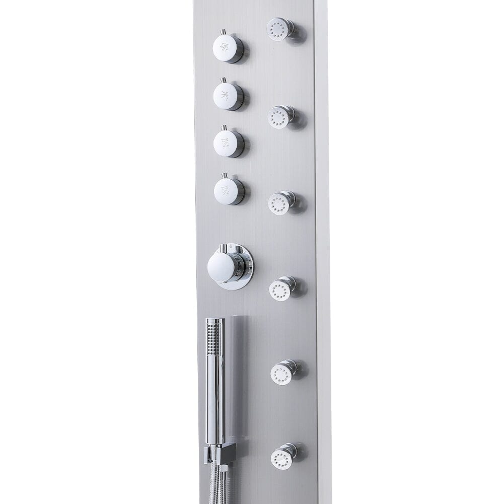 4in1 Contemporary Wall-Mounted Sleek Shower Panel with Body Massage Jets Shower Systems Living and Home 