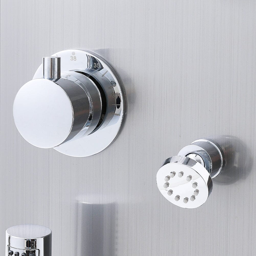 4in1 Contemporary Wall-Mounted Sleek Shower Panel with Body Massage Jets Shower Systems Living and Home 