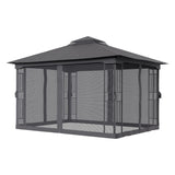 Premium Iron Outdoor Pergola with Sheer Charcoal Gray Screens Living and Home 