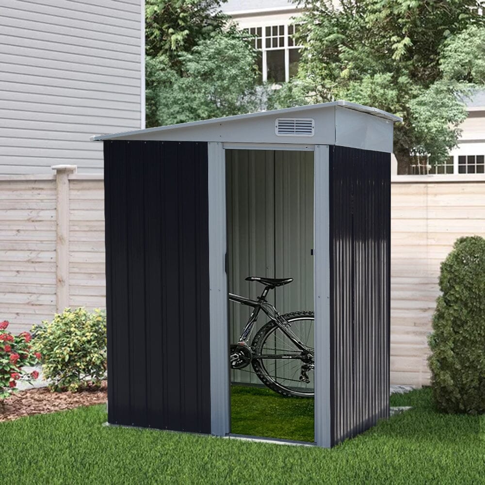 5X7FT Sliding Door Pent Roof Garden Tool Shed Outdoor Patio Storage House Living and Home 