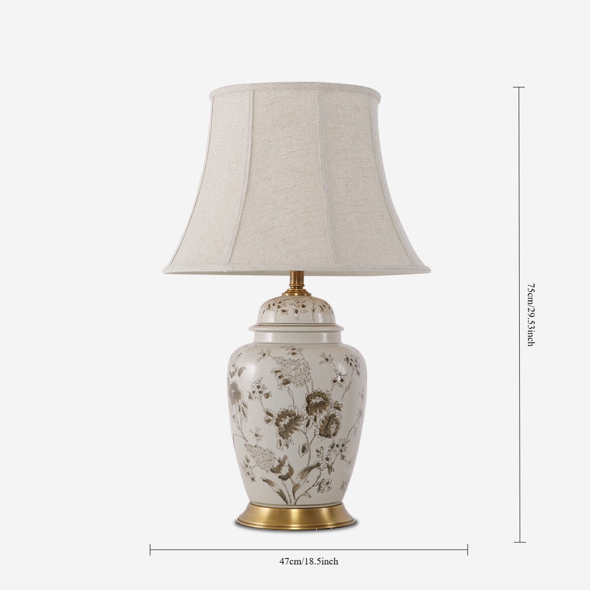 Chrysanthemum Ceramic and Copper Table Lamp with Fabric Shade Lightsin UK 