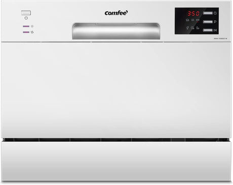 COMFEE 6.5L White/Silver Compact Countertop Dishwasher with LED Display and 6 Place Settings Living and Home White 