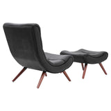 Black Modern Curved Velvet Lounge Chair with Footstool Lounge Chairs Living and Home 