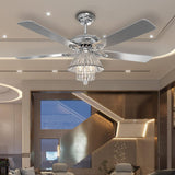 52Inch Silver Ceiling Fan with Light Crystal Droplets Chandelier Ceiling Fans Living and Home 