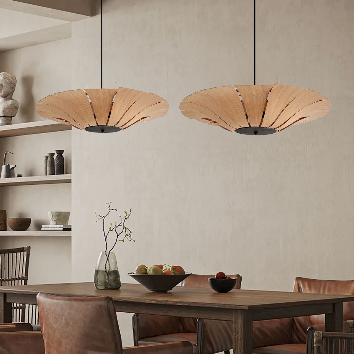 Lightsin Serene Wood Veneer LED Pendant Light with Tranquil Disc Design Lightsin UK 