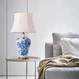 Lightsin Classic Blue and White Ceramic Table Lamp with Fabric Shade Lightsin UK 